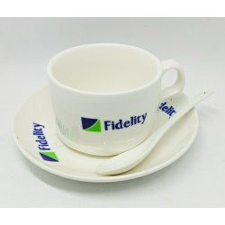 4oz Sublimation Mug Saucer spoon White